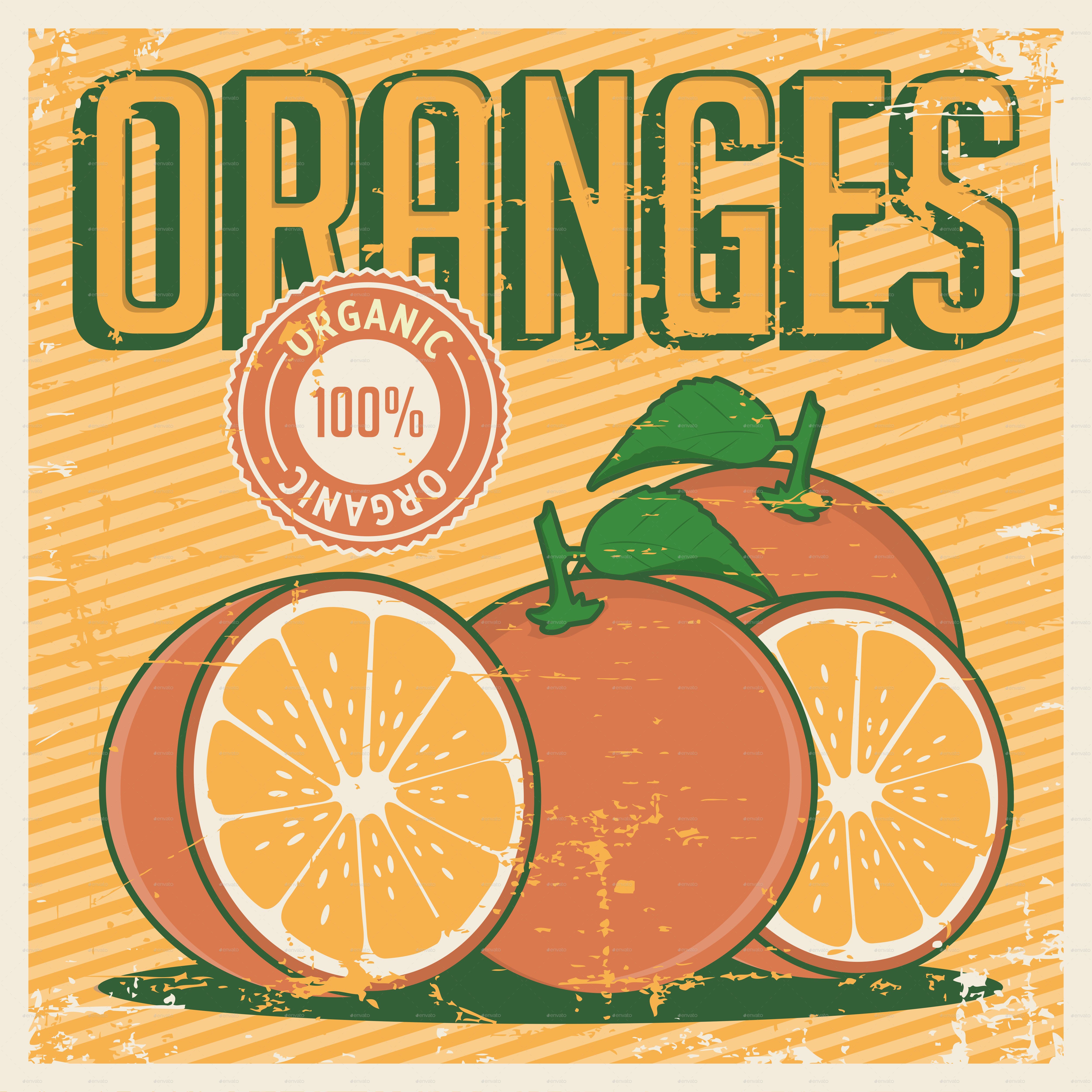 Orange Vintage Retro Signage Poster Vector Set Vectors Graphicriver 